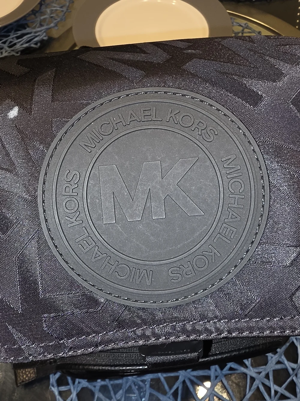 Michael Kors Black Logo Backpack with Raised MK Emblem